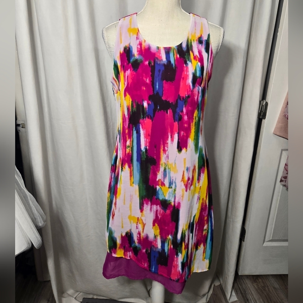 Cato Womens Shift Dress Size 8 Multi Color Abstract Sleeveless